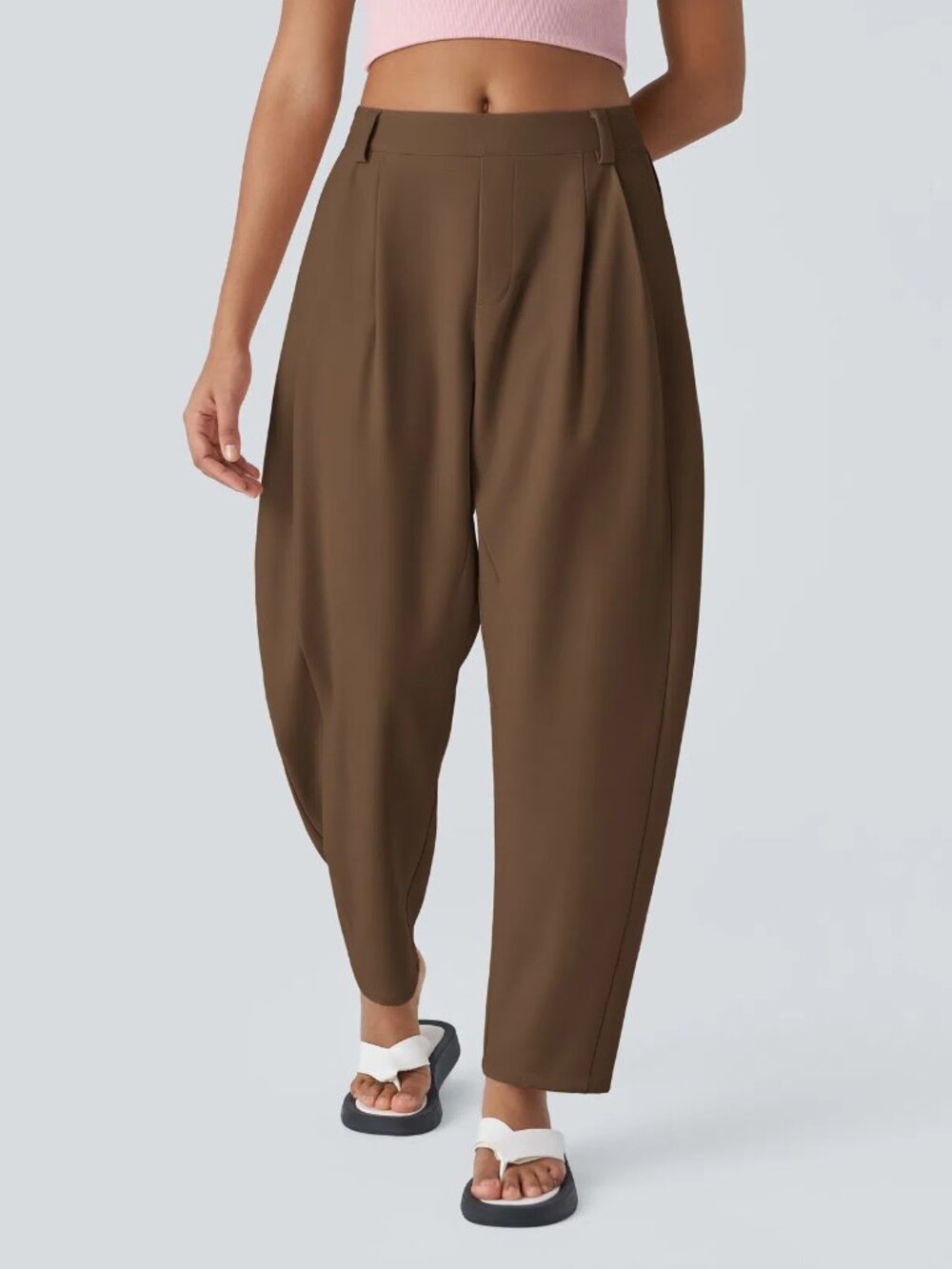 Halara XL Partridge Brown Mid Rise Pocket Barrel Leg Baggy Work Pants 50% off